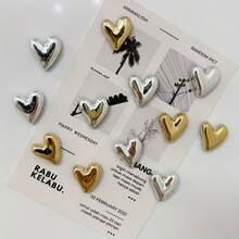 6/12/15pcs Gold & Silver Heart Shaped Magnets - Cute Decorative Fridge Magnets For Kitchen, Office, Whiteboard, Locker, Dishwasher, Great For Christmas, Valentine's Day, Thanksgiving, Mother's Day, Graduation Gifts - Multicolor - View 7