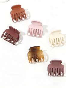 6 件套迷你发爪，莫兰迪色系，6 色套装，适合高髻造型，简约日常发饰