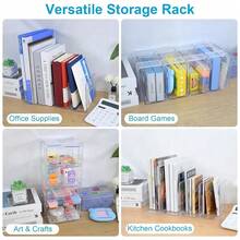 Marte Vanci Clear Acrylic File Sorter, Sturdy Desk File Organizer Shel F Book Holder Purse Handbag Clutch Divider File Folder Rack For Letter Cookbooks Home Office Kitchen Supplies 4 Sections (2 Pcs) - 2pack - 查看 8