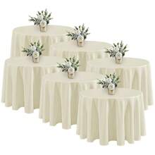 Fitable 6 Pack Ivory Round Table Clothes - 90 Inches In Diameter - Stain Resistant And Washable Tablecloths, Polyester Fabric Table Covers For Wedding, Party, Banquet, Gathering - Ivory90InRound - View 2