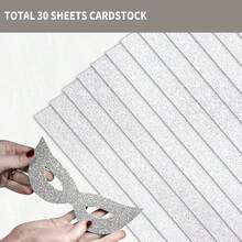 30 Sheets Silver Glitter Cardstock 8.5 X 11 Inches, Heavyweight 230gsm Premium Sparkling Card Stock Paper For Card MaFKing DIY Craft Party Decoration Schoolsss Student Supplies (Silver) - 銀色 - 查看 4