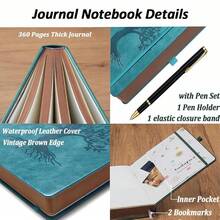 A4 360 Pages Lined Journaling Notebooks With Pen, Journals For Women Men Writing Notebook, Brown Edge, Hardcover, A4 Size 8.5'' X11'' SeaGreen - 海綠色A4 - 查看 9