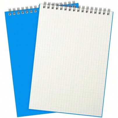2 Paquetes de Cuaderno Espiral con Papel Cuadriculado A5, Cuaderno de Notas con Rejilla, Blocs de Notas Estenográficos, 140 Páginas para Escribir, Bosquejar, Dibujar, Suministros de Oficina (Azul Claro)