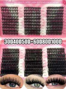 600 Clusters Thick, Fluffy, Long False Eyelashes, 0.07mm D-Curl Eyelashes, 30D-100D/10-18mm Mixed Length, Faux Mink Individual Lashes, Natural & Soft, Suitable For Any Makeup. Eyelash Clusters, Individual Lashes, False Eyelashes - D - View 1