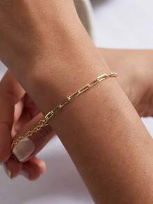 1件925纯银新款时尚百搭回形针设计手链，个性化简约创意珠宝配饰 - 手鍊 - 查看 3