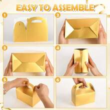 10/20/30pcs Multi-Function Gold Gift Boxes, Party Favor Boxes, Gift Boxes, Birthday Party, Wedding, Non-Food Direct Contact - Multicolor - View 5