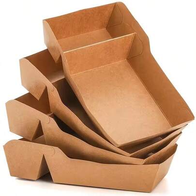 10/20/30 Pcs Party Snack Box, Double Layer Design, Suitable For Holding Fries, Chicken Nuggets And Popcorn, Ideal For Christmas, Halloween, Easter And Thanksgiving. Boat-Shaped, Essential For Family Gatherings And Outdoor Camping.