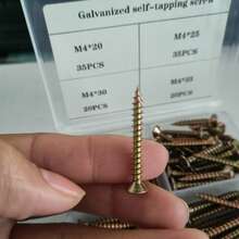 110pcs M4 Flat Head Wood Screw Set - Self-Tapping Wood Screws, Zinc Plated Finish, Full Thread Metal Self-Drilling Screws, Suitable For Furniture, Cabinets, Repairs And DIY - Multicolor - View 4