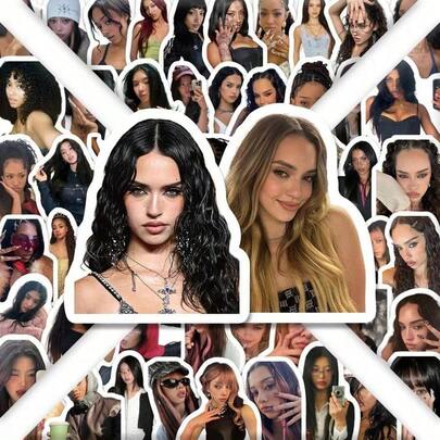 100pcs Cat Eye Self-Adhesive Stickers, Beautiful Chaotic Theme Cute Decorative Stickers Suitable For Phone, Water Bottle, Guitar, Luggage, DIY Personalized Idol Merchandise, Birthday Gift