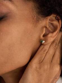 Custom Heart-Shaped Birthstone Earrings, Everyday Stud Earrings, Wedding Earrings, Bridal Earrings, Mother's Gift, Christmas Gift For Women - Multicolor - View 3