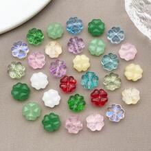 30/50pcs 10mm Clear Faceted Acrylic Four-Leaf Clover Beads With Holes For DIY Bracelet & Phone Strap Making, Lucky Charm Accessories.