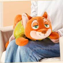 Miniso 疯狂动物城系列尼克躺卧姿势16号毛绒玩偶，柔软短毛绒材质，疯狂动物城狐狸造型，树叶图案服装装饰，适合家居摆件/靠垫/桌面摆件，可爱中等尺寸毛绒玩偶（1个） - 彩色 - 查看 4