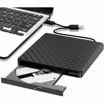Unidad de CD/DVD Externa para Portátil, USB 3.0 CD DVD +/- Grabadora de DVD, lector de CD ROM Externo Grabadora Unidad óptica Compatible con Portátil PC  Book Windows 11/10/8.1/7 Linux,38927339