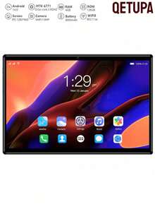 Qetupa 10.1英寸 M9-3 安卓14平板电脑，4GB RAM+128GB ROM，MTK6771 八核 2.0GHz 处理器，1280x800 高清 IPS 触摸屏，500万像素前置摄像头和1300万像素后置摄像头，6000mAh 电池，支持 802.11ac WiFi5、蓝牙 5.4 和 GPS，无 SIM 卡槽，节日礼物 - 藍色 - 查看 1