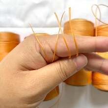 SiiRo Flat Waxed Thread For Leather Sewing String Polyester Cord Stitching Bookbinding DIY Weave Craft (1.2mm300D Apricot) - MàuJ - Xem 4