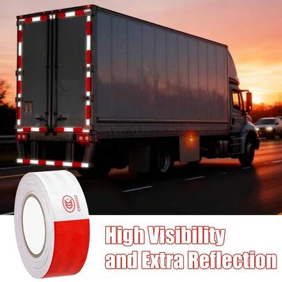 DOT-C2 High Intensity Reflective Safety Tape | Red & White Reflective Tape, Suitable For Trailers, Trucks, RVs | Waterproof Adhesive Warning Sticker | Reflective Strips For Nighttime Visibility On Outdoor Vehicles, Boats | Industrial Grade Reflective Markings