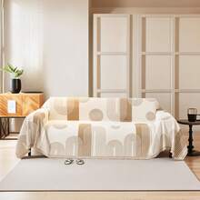 Boho Couch Cover Washable, Chenille Sofa Covers Pet Friendly, Non Slip Geometric Couch Covers 3 Cushion, Furniture Protector Sofa Slipcovers With Tassel Sectional Sofa(71 X 102/ 71 X 150, Khaki, Black, Gray))