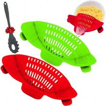 Colador de Silicona Universal de Cocina Para Alimentos Pasta Verduras Carne Sopa Colador de Aliementos Multiusos + Cuchara de Pasta de Alta Calidad Grado Alimentario (Verde),38952010 - Gris Claro - Ver 1