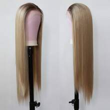 ZigZag Hair 180%密度 24英寸渐变铂金色合成蕾丝前假发，耐热纤维，13x4蕾丝 - 彩色 - 查看 10