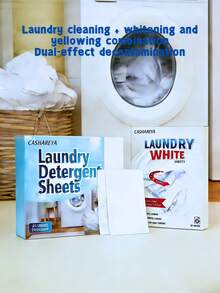 White Clothes Rescue + Nano Bubble Stain-Removal Laundry Sheets 2-In-1 Set | Whitening Whitener Tablets & Concentrated Bubble Wash Sheets - Anti-Yellowing - Multicolor - View 10