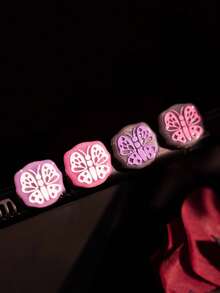 4pcs Glitter Purple Butterfly Design Silicone Thumb Grip Joystick Caps For Nintendo Switch 2017/OLED/Switch Lite