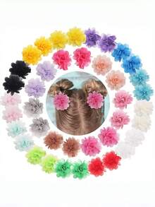 20Pcs Chiffon Bow Hair Clip Flower Mini Hairpin Fine Soft Hair Everyday Hair Accessory For Girls (Ten Colors) , School Supplies, Head Accessories, Hair Accessories For Women, Hair Slide, Hair Barrettes - Multicolor - View 9