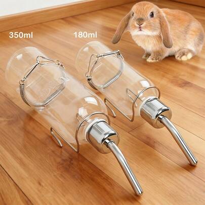 1 pieza Botella de agua colgante de acero inoxidable de 180/350ml, bebedero automático para mascotas, tazón de agua a prueba de fugas y silencioso, adecuado para hámsters, conejos, gatos, perros, suministros portátiles para mascotas montados en jaula