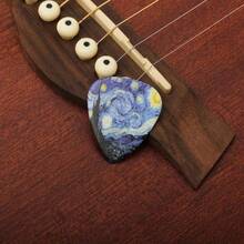 迷你吉他模型，带拨片收纳盒，创意桌面摆件 - 附赠3个拨片