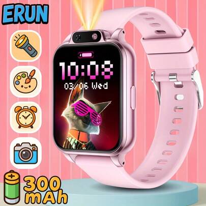 ERUN 儿童智能游戏手表，带摄像头、相册、录像机、18 款内置游戏、计算器、日历、LED 灯 | 黑色硅胶表带，可充电锂电池，完美的儿童节日礼物 | 耐用表带，适合圣诞节、万圣节和其他场合