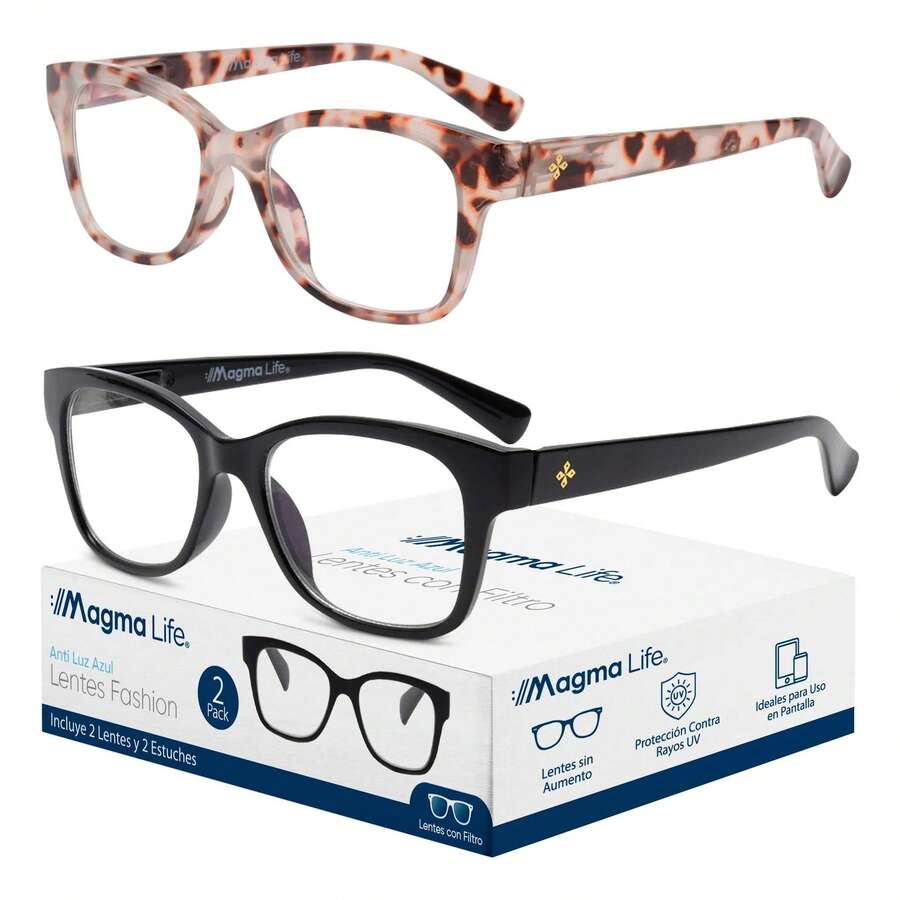 Tendencia2 Lentes Sin Graduación Para Computadora Gafas Anti Luz Azul Negro Y CareyCalidad premium - Negro Y Carey - Ver 1