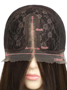 13*4*1T蕾丝前假发，28英寸长波浪卷发合成蕾丝假发，带刘海，耐热纤维，适合日常佩戴 - 彩色 - 查看 5