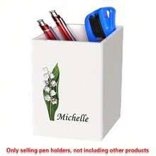 Personalized Name/Text Acrylic Pen Holder - Simple Desktop Organizer, Suitable For Office, Makeup Brush Storage - Plastic Pen Cup With Text, Modern Desk Accessories - Tháng Một - Xem 10