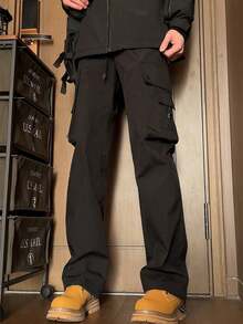 Pantalones vaqueros casuales deportivos callejeros holgados para parejas, con bordado de Elefante Generación 288, lavados, ideales para skate - Negro - Ver 7
