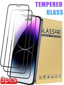 3 Packs - Full Coverage HD Full Adhesive 2.5D 9H High Hardness Tempered Glass Screen Protector, Excellent Value For Money, Compatible With 17 Pro Max/17 Pro/16E/16/16 Plus/16 Pro/16 Pro Max, 15/15 Plus/15 Pro/15 Pro Max, 14/14 Plus/14 Pro/14 Pro Max, 13/13 Mini/13 Pro/13 Pro Max, 12/12 Mini/12 Pro/12 Pro Max, 11/11 Pro/11 Pro Max, X/XS/XS Max, 8/8 Plus/7/7 Plus Series. Features Include Drop Protection, Scratch Resistance, Smooth Touch, And Fingerprint Resistance. Suitable For Use With Phone Cases - Clear - View 40