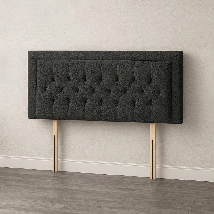 2ft6 Small Single Miami Chesterfield Velvetto Headboard 20inch - Grey - View 1