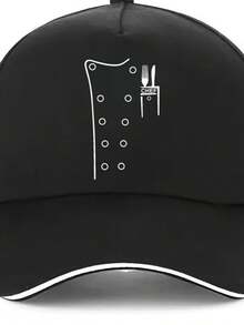 Item Picture Chef Themed Printed Baseball Cap Lightweight Breathable Unisex Hip Hop Hat With Adjustable Snapback Black White Gra - Nhiều màu - Xem 1