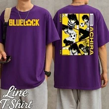 Blue Lock Anime Manga Sports Fiction Soccer Geek Unisex T-Shirt For Men And Women, 100% Cotton, Premium Streetwear, New Release, Immediate Shipping, Various Colors!! Plus Size - 紫色 - 查看 2