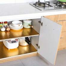 1 Roll Of Golden Textured Contact Paper, Ready-To-Peel Wallpaper, Kitchen Self-Adhesive Wallpaper, Aluminum Foil, Waterproof And Detachable Wallpaper, Suitable For Countertops, Cabinets, Drawers, Home Decoration Paper - Gold - View 5