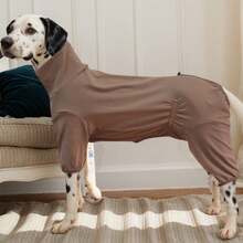 1pc Pet Jumpsuit, Warm & Cute Dog Pajamas, Fashion, Autumn/Winter, Pet Clothes, Solid Color, Striped, Soft & Cozy Pet Winter - Multicolor - View 1