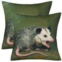 Modern Opossum Print Pillow Cover, 18x18 Inch, Farmhouse Decor With Single-Sided Animal Design, Envelope Closure & Machine Washable For Living Room, Bedroom, Sofa, Bed, Car, Bedroom Accent, Farmhouse Style, Polyester Pillowcase - 樣式 5 - 查看 6