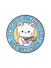 1PC Cute Angry Cat Enamel Pins Cute Cartoon Paws Off Or I Will Break Your Knees Brooches Lapel Badges Fun Jewelry Gift For Friends - Multicolor - View 13