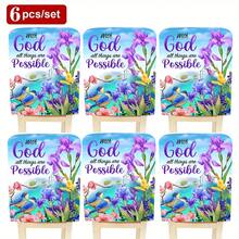 1件/4件/6件/10件装春夏系列鸢尾花、粉色花卉、蓝黄小鸟、黄蓝蝴蝶印花短绒椅套，可拆卸短绒布椅背保护套，四季皆宜，节日装饰，适用于餐厅、客厅、办公室、酒店和家居。 - 彩色 - 查看 15