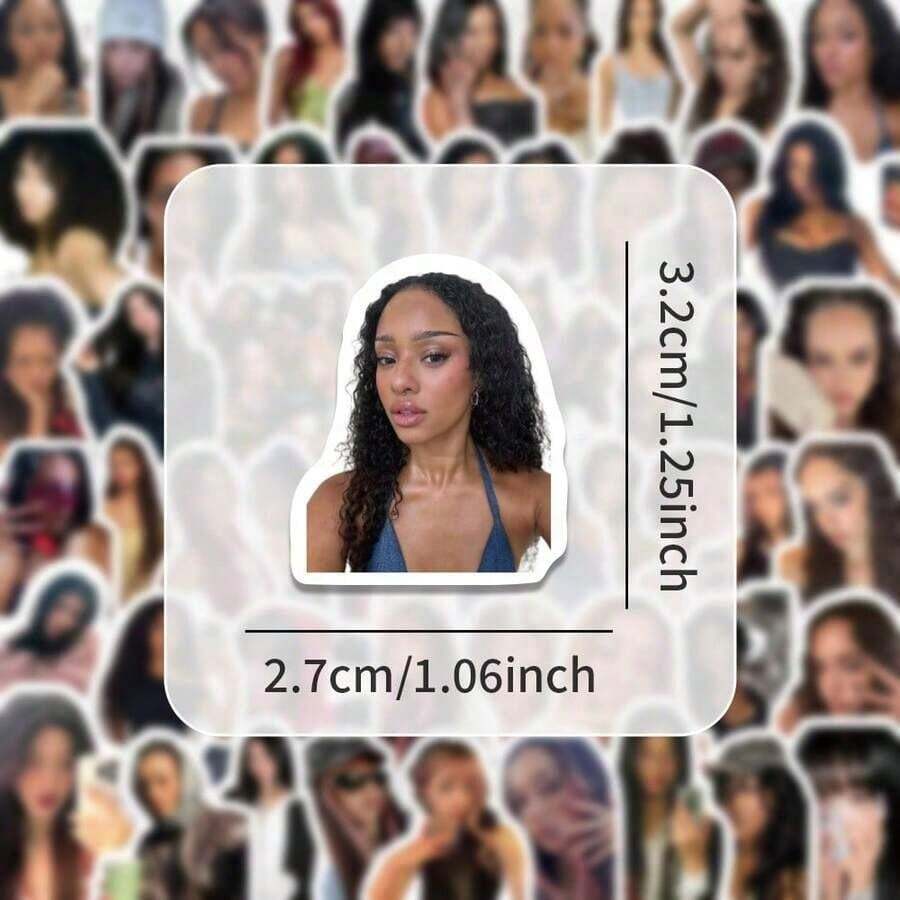 100张Katseye自粘贴纸，美丽混乱主题可爱精致装饰贴纸，适用于手机、水瓶、吉他、行李箱等，DIY个性化偶像周边礼物，送给朋友的生日礼物 - 彩色 - 查看 1