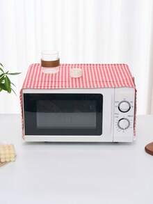 1pc Red Plaid Microwave Oven/Toaster Oven Cover, Rustic Style