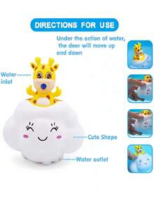 婴儿洗浴用品、儿童淋浴盆、雨云图案、男女宝宝戏水玩具、婴儿玩具、洗澡玩具、婴儿必需品、婴儿洗澡玩具、幼儿玩具、婴儿用品、婴儿洗澡玩具、女宝宝玩具、泳池玩具、儿童浴室 - 下雨的雲朵小鹿 - 查看 5