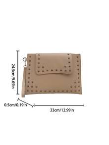 Niche Envelope Design Rivet Handbag, Women's New Stylish Simple Versatile Underarm Clutch Bag