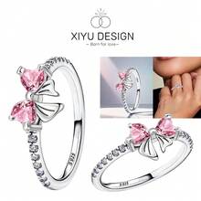 2026 New Valentine's Day Shining Bowknot Zirconia Ring Original Finger Wedding Ring DIY Women Fine Jewelry Gift - Bow - View 14