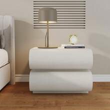 Italian Leather Nightstand, Cream White Bedside Table With Drawer, Minimalist Solid Wood Storage Cabinet For Small Spaces, Modern Bedroom Furniture With Soft Closing For Room Decor,Mesa De Noche,Bedroom Furniture,Night Stand - 白色 - 查看 1