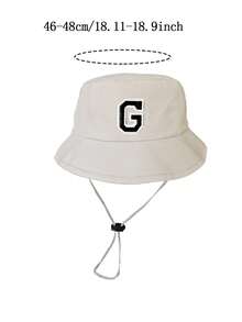 1pc Baby Letter A-Z Bucket Hat, Unisex Outdoor Sun Protection Panama Hat, Baby & Toddler Clothing Accessory - Beige - View 8