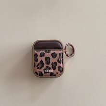 Fashion Leopard Print Brown PU Leather Magnetic Protective Case With Hanging Loop, Compatible With Airpods 4th/3rd/Pro/Pro2/1st/Pro3rd Generation, Secure Closure, Perfect Fit Design, Stylish Daily Accessory - Camel - View 10